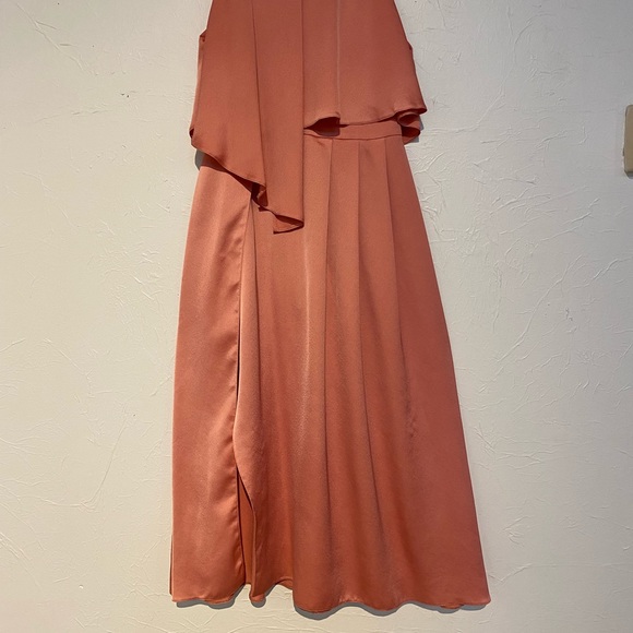 ASOS DESIGN crop top thigh split satin midi dress - Picture 9 of 17